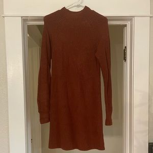 Long Sleeve Mock Neck Mini Sweater Dress